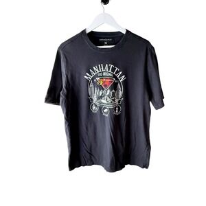 Carbon2Cobalt Mens Manhattan Cocktail Graphic‎ Tee Black Charcoal Size M